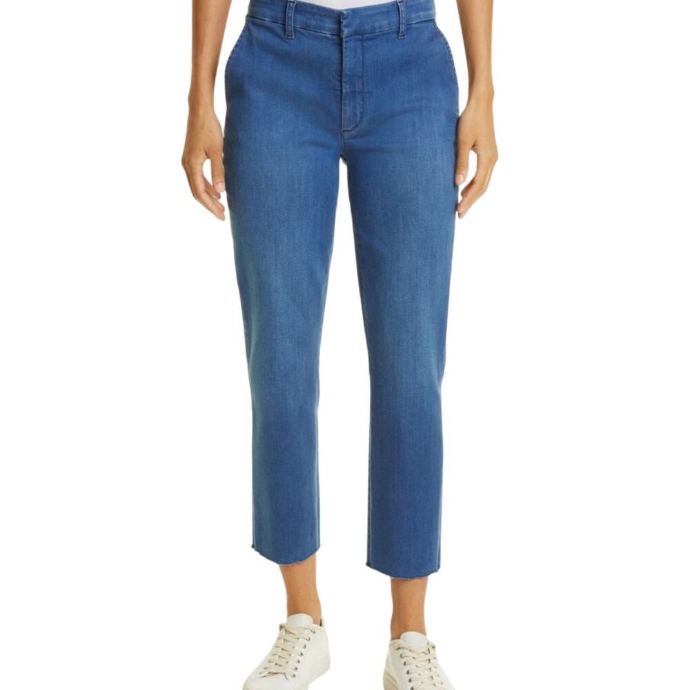 Frank & Eileen Wicklow Jeans Trouser Size 6 Raw Hem Stretch Quiet Luxury Coastal